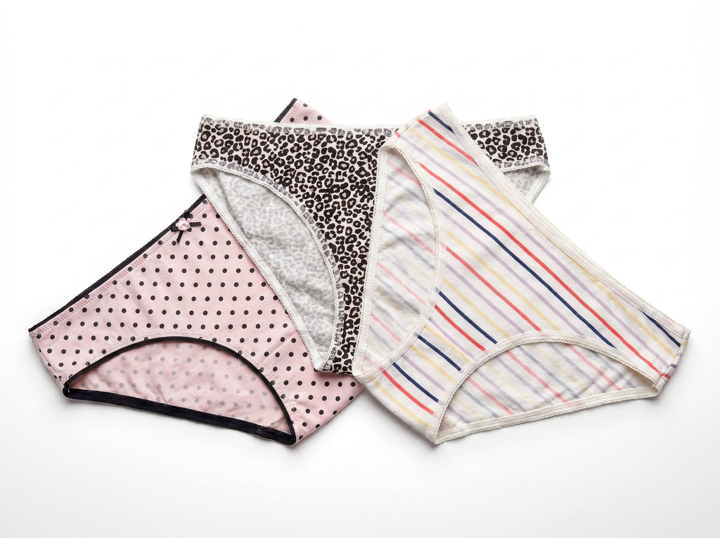 Bundle of 3 Soft Cotton Panties Polka Strips Mix Colors