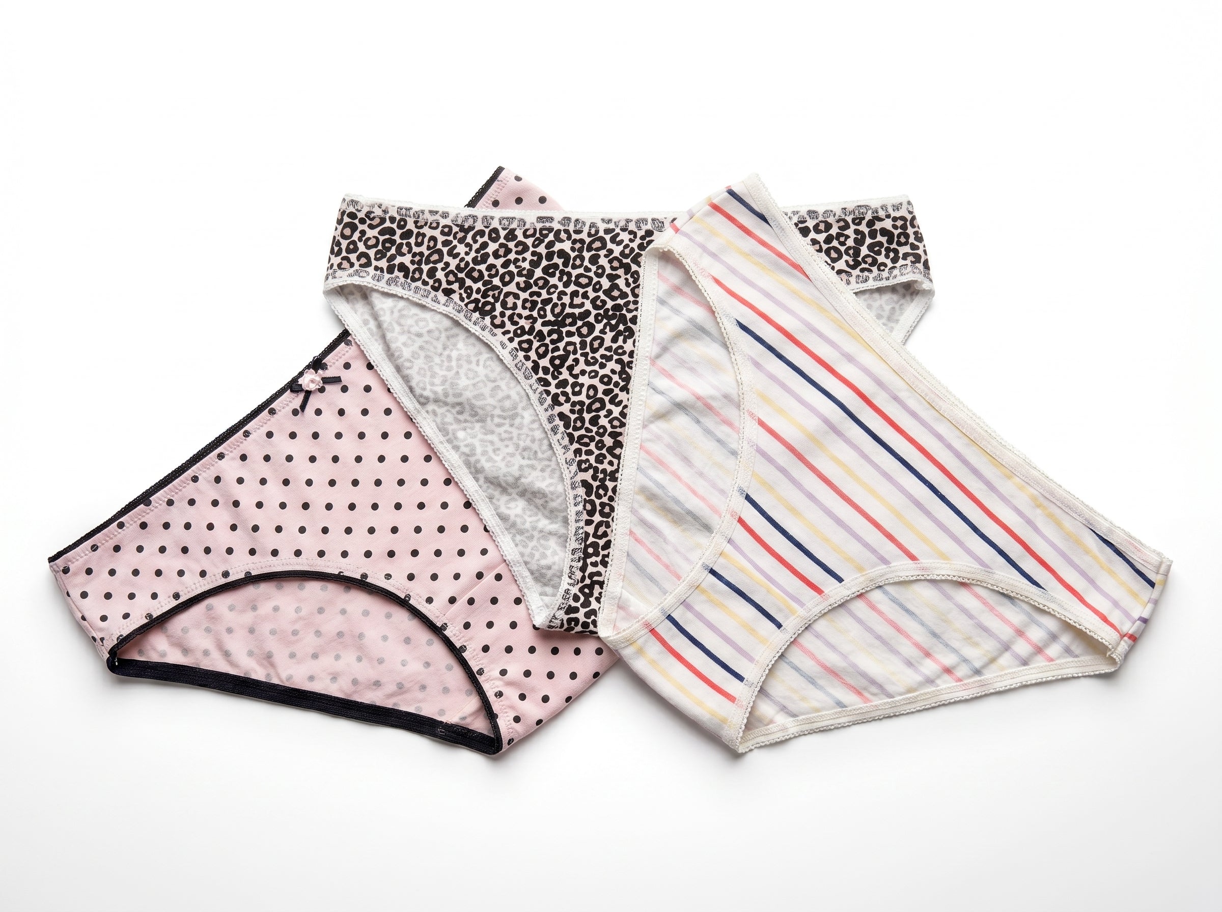 Bundle of 3 Soft Cotton Panties Polka Strips Mix Colors