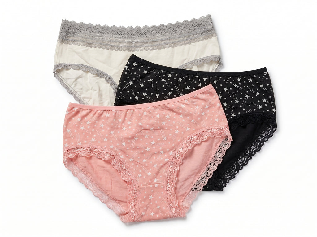 Bundle of 3 Soft Cotton Panties Stars Mix Colors