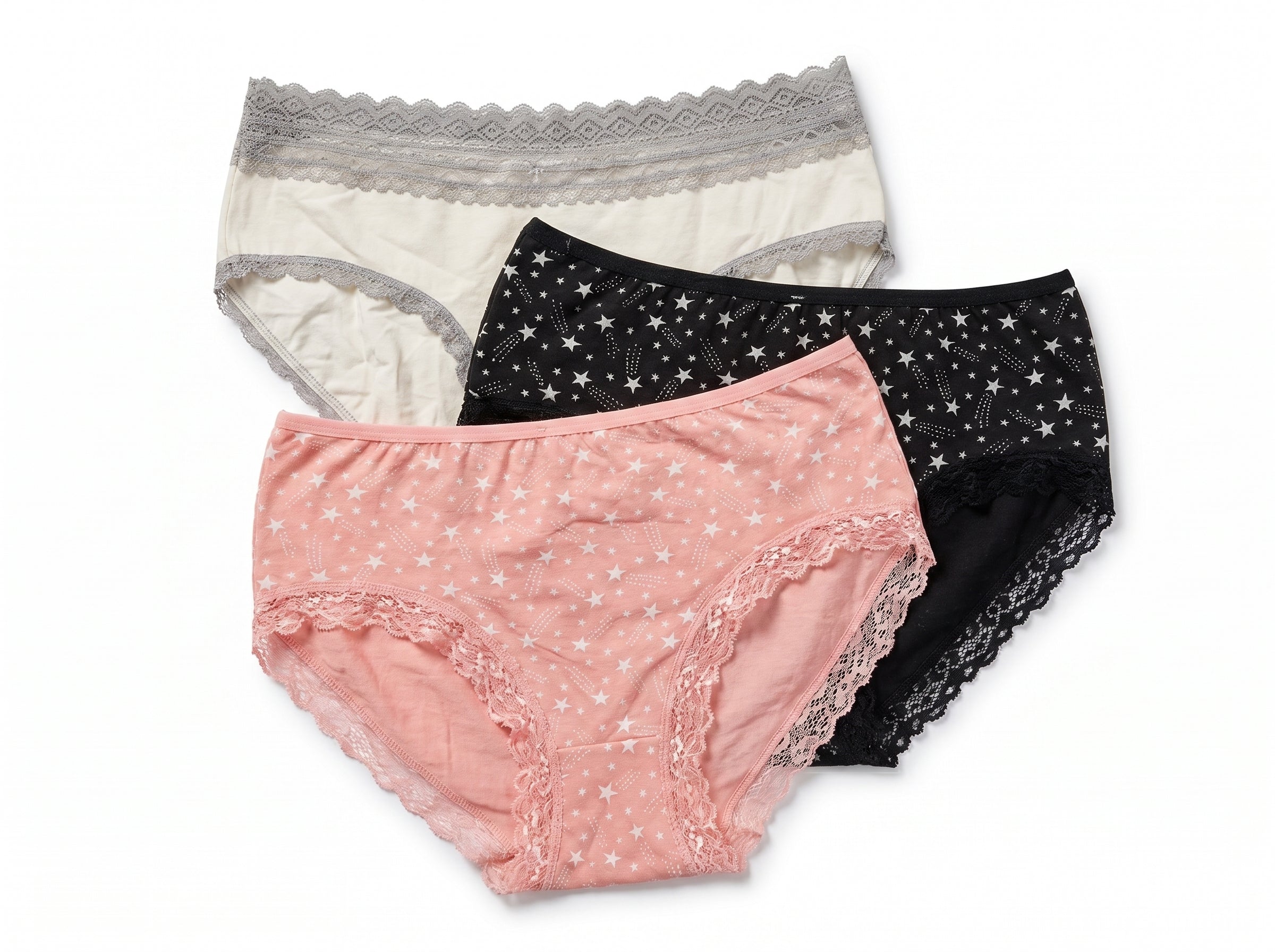 Bundle of 3 Soft Cotton Panties Stars Mix Colors