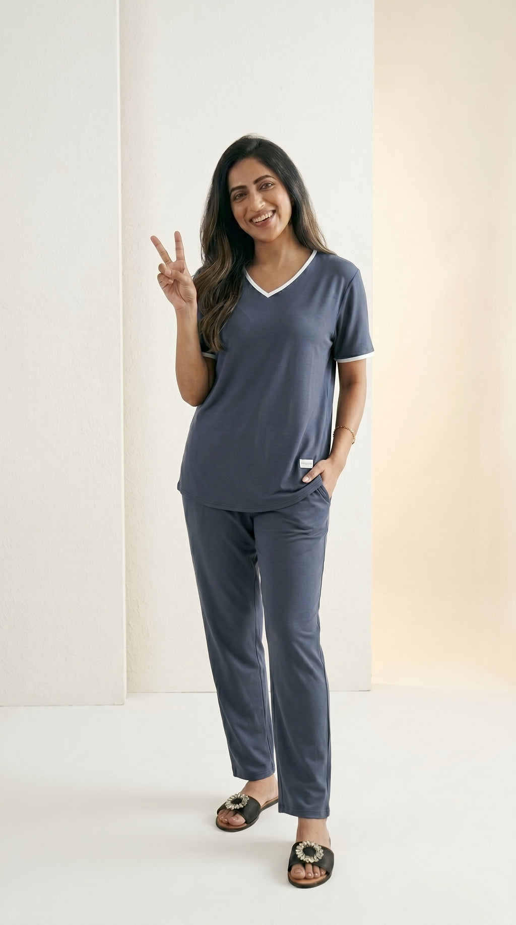 Soft Cotton V Neck PJ Set
