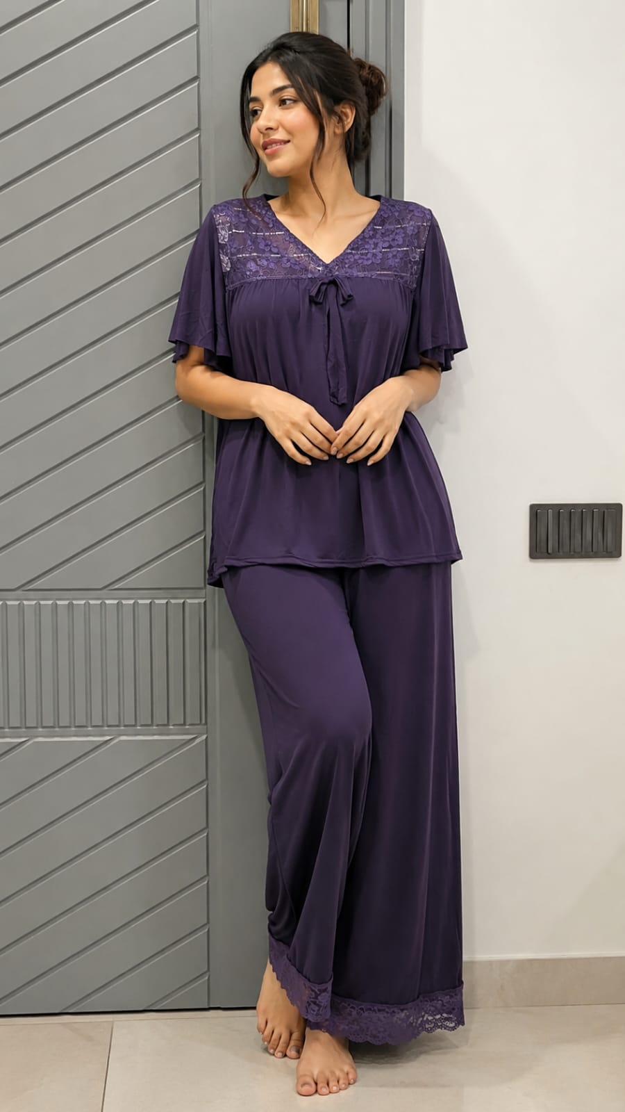 PJ set soft cotton net collar 2 Pcs